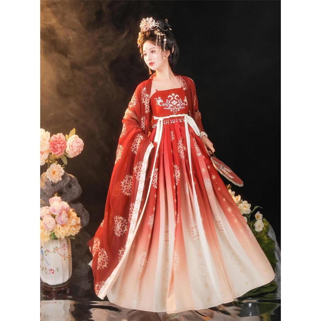 Chinese Tang Dynasty Style HE ZI Dress Hanfu Women's Suit Embroidered Daily Suit