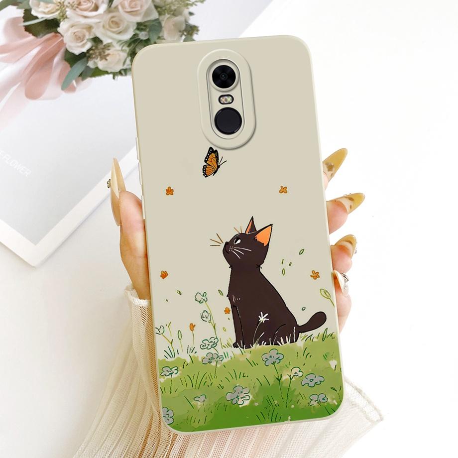 Новый модный чехол для телефона с рисунком для Xiaomi Redmi 5 Plus Redmi5 5+ 5Plus Funda Мягкий матовый силикон Узор с бантом Мультяшный кот Чехлы