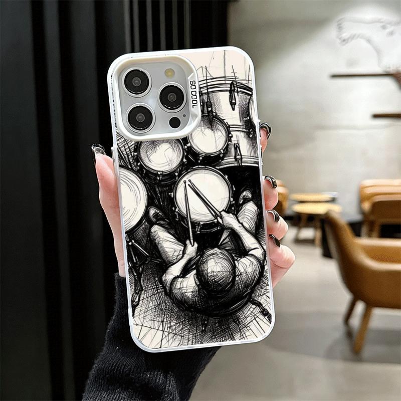 Барабанная установка Рок-музыка Мягкий чехол для телефона для iPhone 15 16 17 Pro Max 17Air 16E 14 Plus 13 12 Mini Ударопрочный чехол Задняя панель