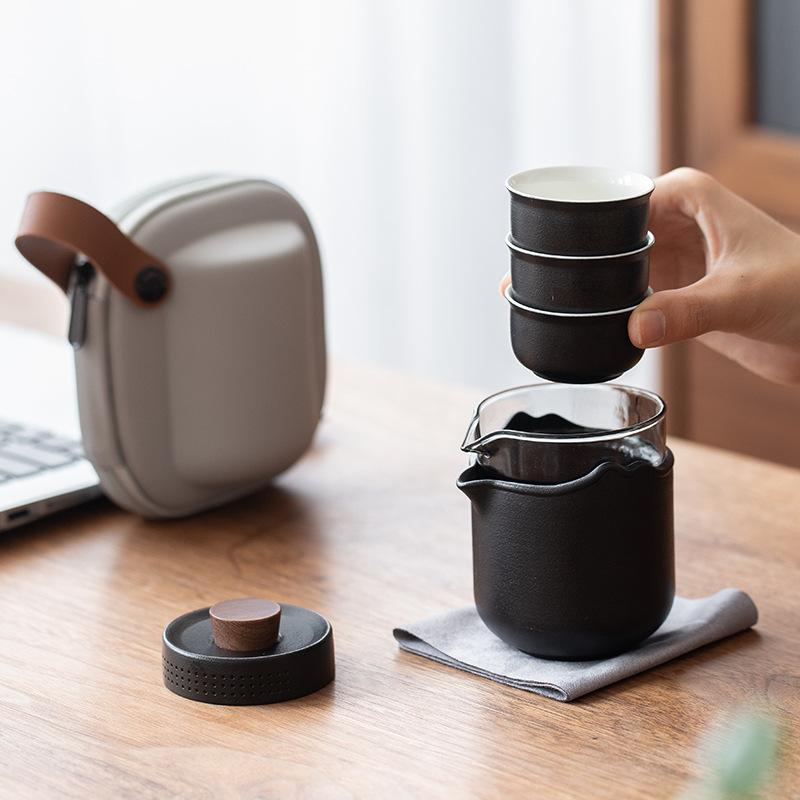 Travel tea set business gift glass outdoor pot 2346 ceramic express cup tea
