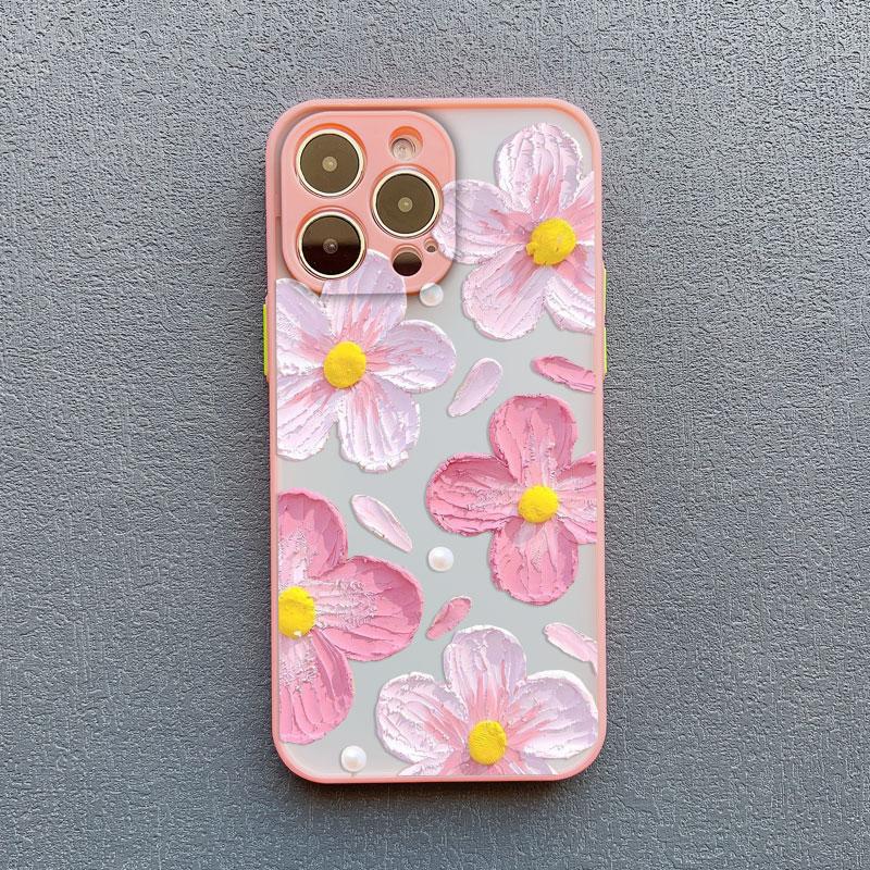 Стильный чехол для телефона для iPhone 14 15 16 Plus Pro Max 17 11 12 13 Mini Pro Max Масляная живопись Цветок Милый Цветочный Изысканный Чехлы