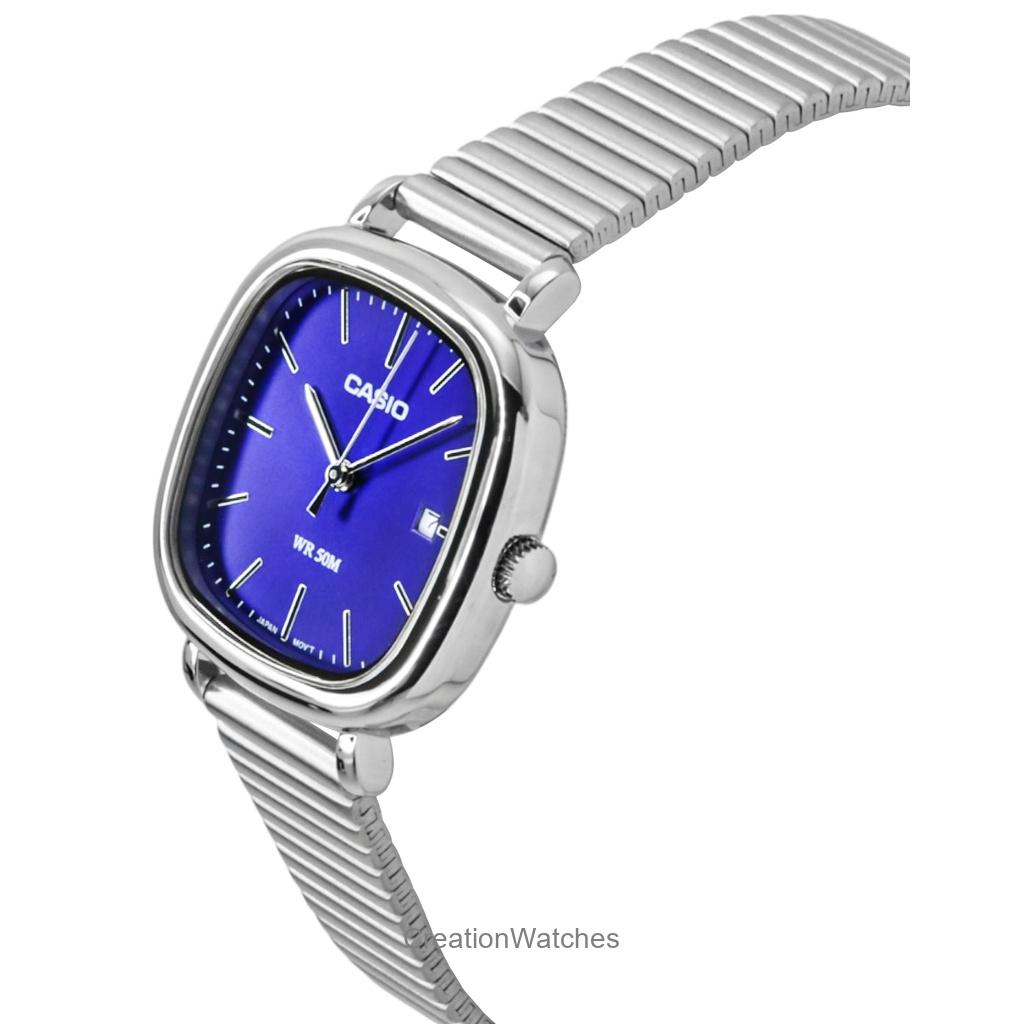 Casio Стандартные аналоговые женские часы из нержавеющей стали с синим циферблатом, кварцевые LTP-B166D-2AV