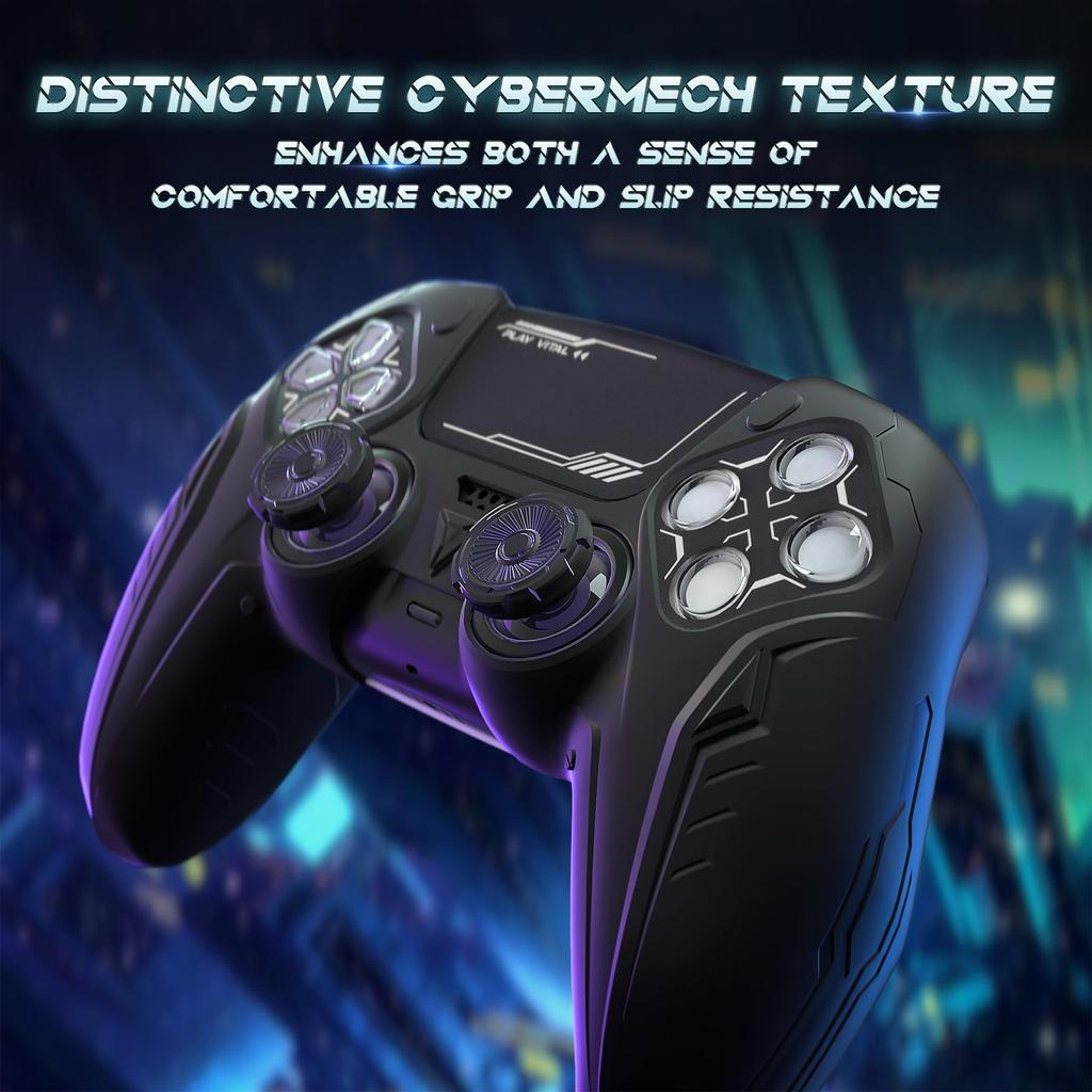 PlayVital Grip Cover for PS5 Premium Silicone Cover for Cyber Mecha Design Protective Cover for Compatible with PS5 Official Charging Dock with the