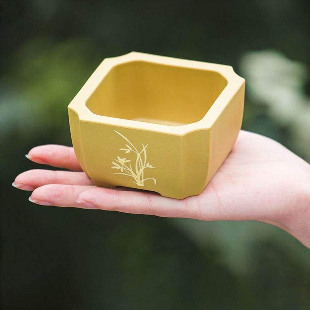 Durable Thick Flower Pot Imitation Purple Clay Bonsai Succulent Basin Simple Plant Bowl Home