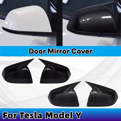 Крышка зеркала заднего вида для Tesla Model Y Декорация в стиле наклейки Черный цвет под карбоновое волокно 1 пара Улучшенный аксессуар для зеркала заднего вида из АБС-пластика