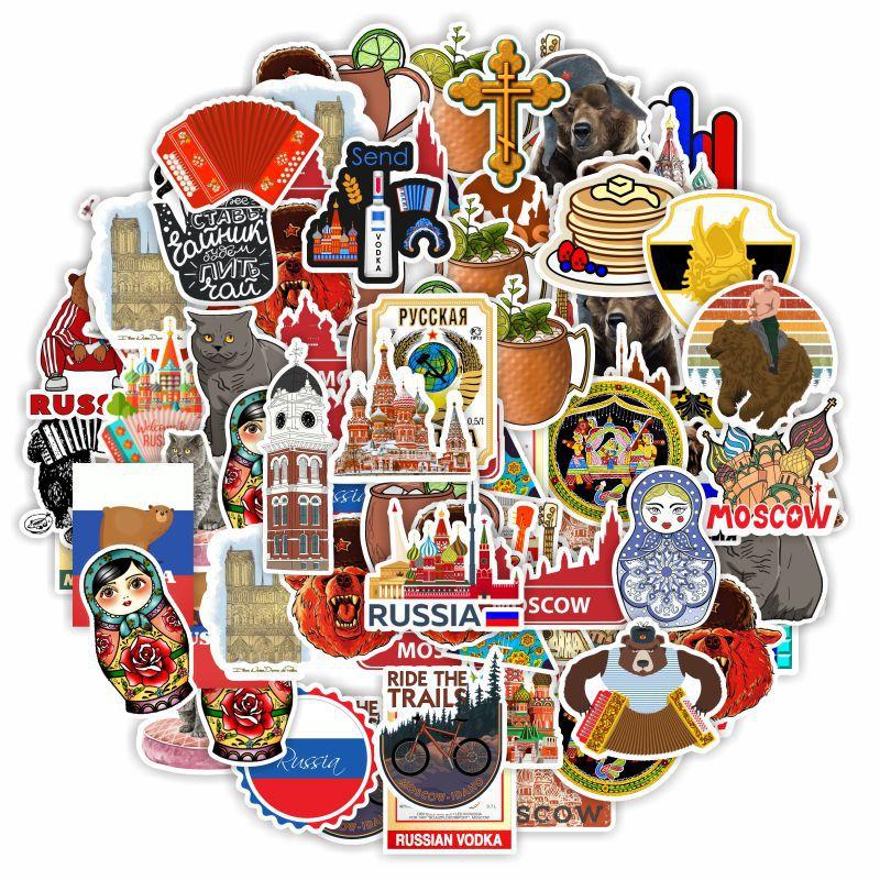 10 30 50Pcs Russia Stickers Waterproof Skateboard Motorcycle Guitar Luggage Laptop Bicycle Sticker Kids Toys