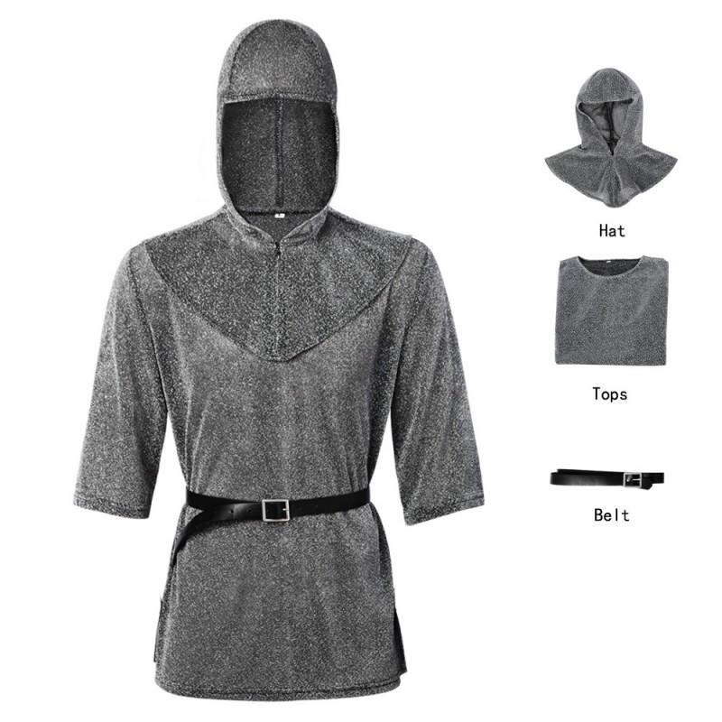 Templar Knight Cosplay Costume Medieval Chainmail Style Shirt Halloween Party Outfit