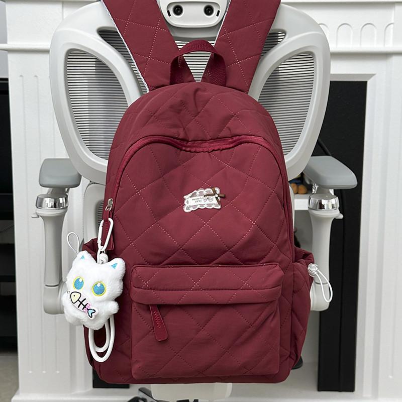 Nylon Quilted Backpack For Women With Butterfly Pattern And Lightweight Design For Daily Use