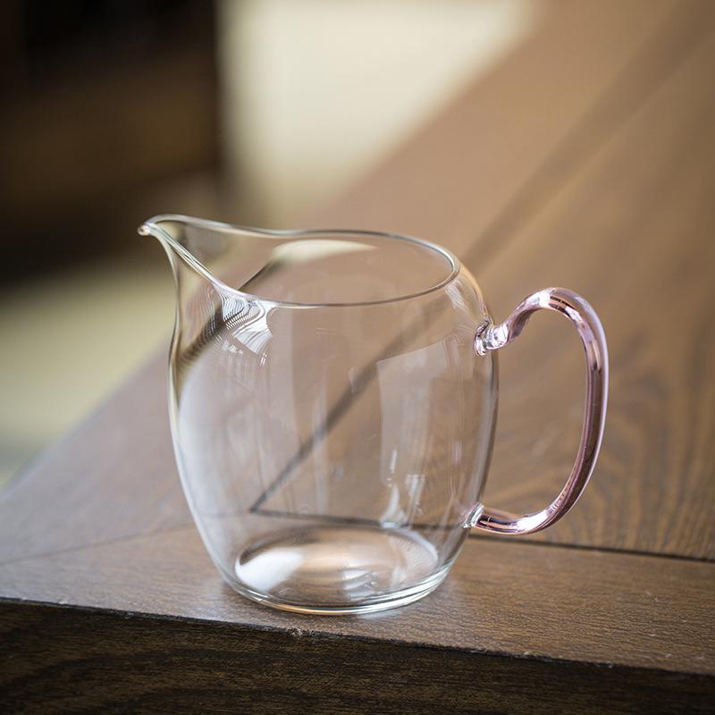 Японская утолщенная прозрачная чашка Гун Дао: Стеклянный кувшин для подачи с боковой ручкой для чая кунг-фу