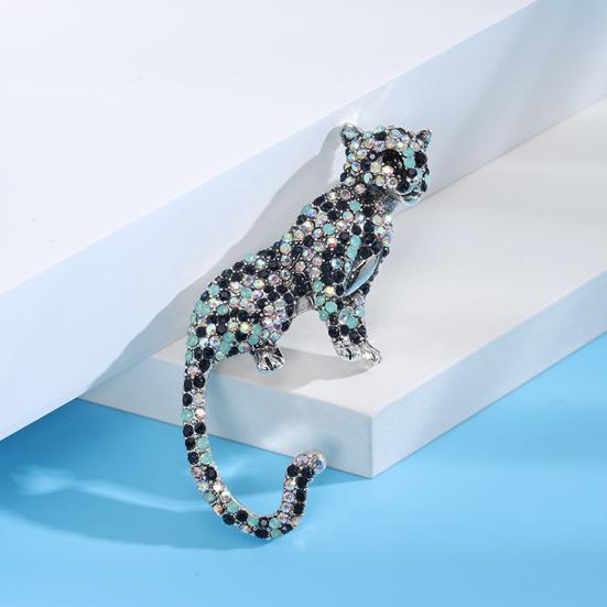 Брошь унисекс, реалистичный гепард, воротник со стразами, противоскользящая сумка, форма пальто, шляпа, шарф, украшение, одежда