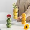 Vibrant Ceramic Vase,1pc Contemporary Lemon, Orange Watermelon Fruit Shaped Decorative Bottle, Round Shape, Ideal for Home Office Decor