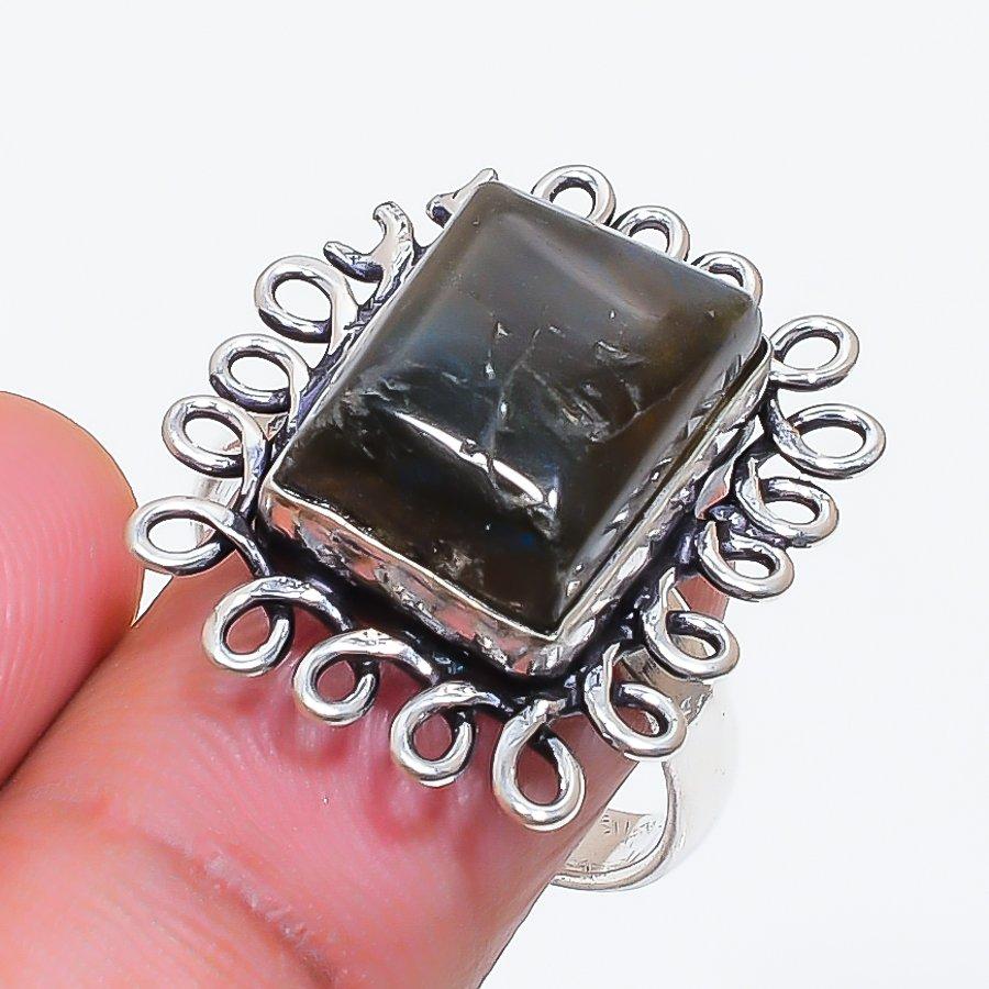 Natural Black Onyx Gemstone 925 Sterling Silver Jewelry Ring Size 9 ZS-1244