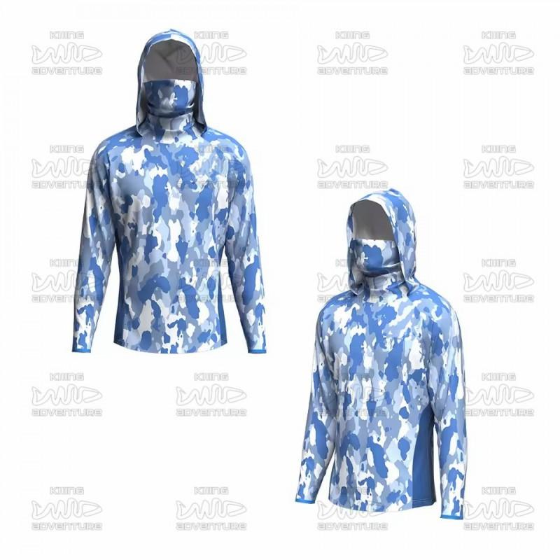 Lightweight Long Sleeve Fishing Hoodie With Face Cover Quick-Dry Breathable UPF Sun Protection Shirt Men