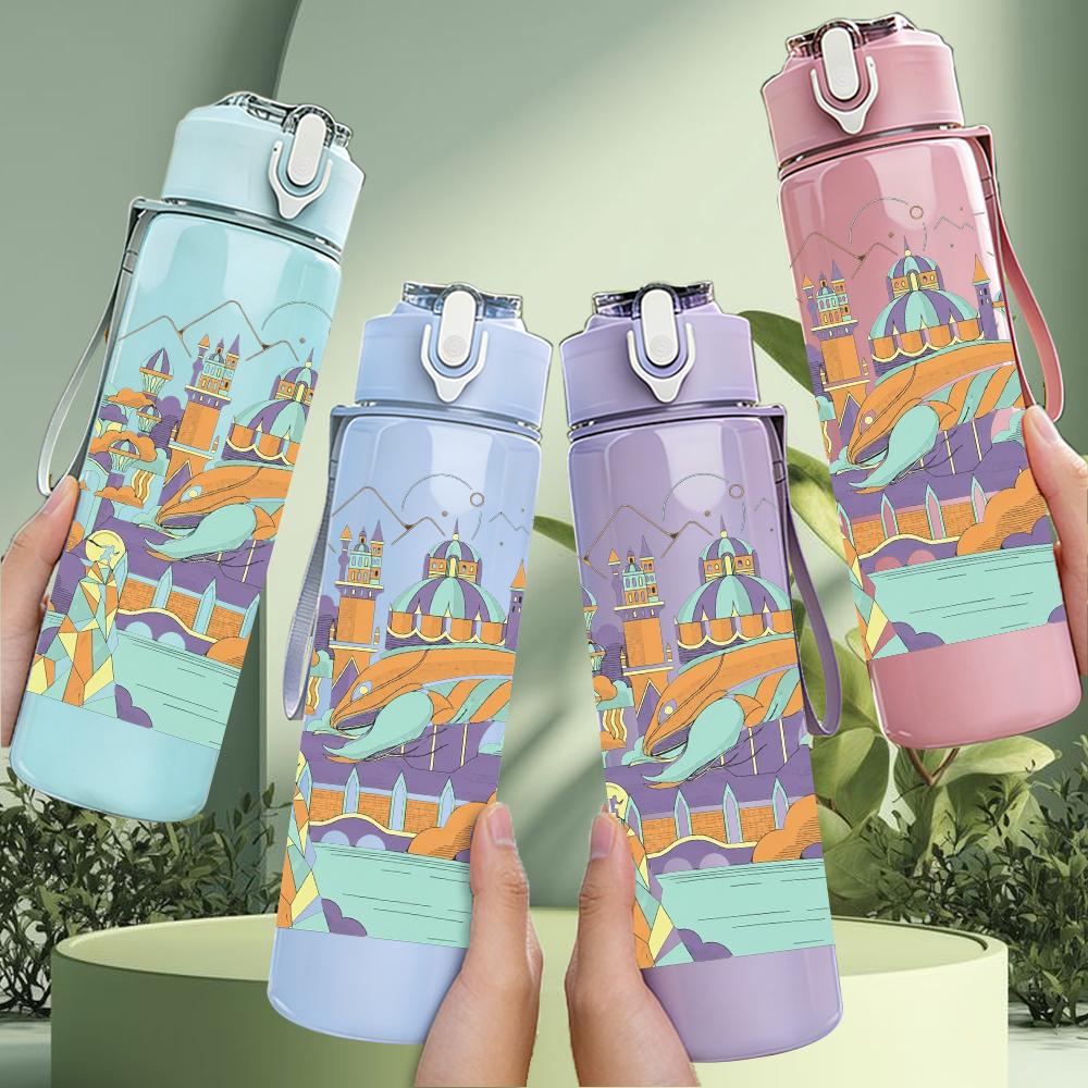 1PC Colorful Retro City Graffiti Street Art Print 750ml Portable Sports Water Bottle Leakproof Gym Outdoor Travel Drink Cup