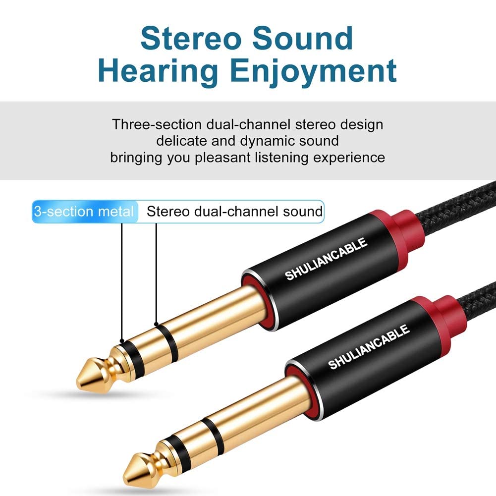 SHULIANCABLE Guitar Standard Male to Male for Connecting 6.35mm Cable, Plug, Mixers, Guitars, Amplifiers, Speakers, etc. (10M)