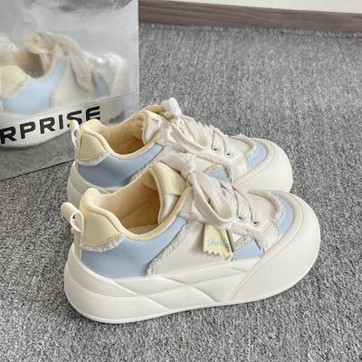 Весна новые дофаминовые уродливые милые большая голова хлебные туфли женские толстая подошва увеличивают рост повседневные милые детские