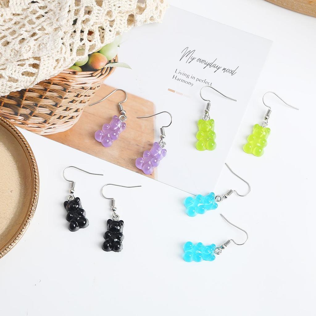 1 пара 3,6 см милые разноцветные акриловые серьги с медведем для женских модных аксессуаров