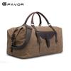 Vintage Travel Duffel Bag - Large Capacity Waxed Canvas Bag with Crazy Horse Leather, Men's Short Trip Outdoor Luggage Bag T0025#