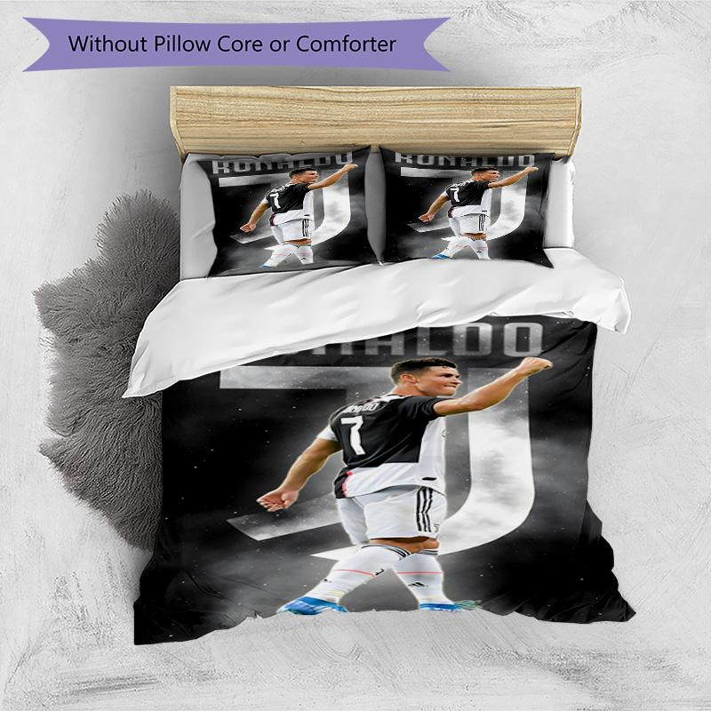 3pcs Number 7 Soccer11 Design Cover Set - HD Printed Bedding with 1 Cover and 2 Pillowcases - Perfect for Home and Dorm Decor