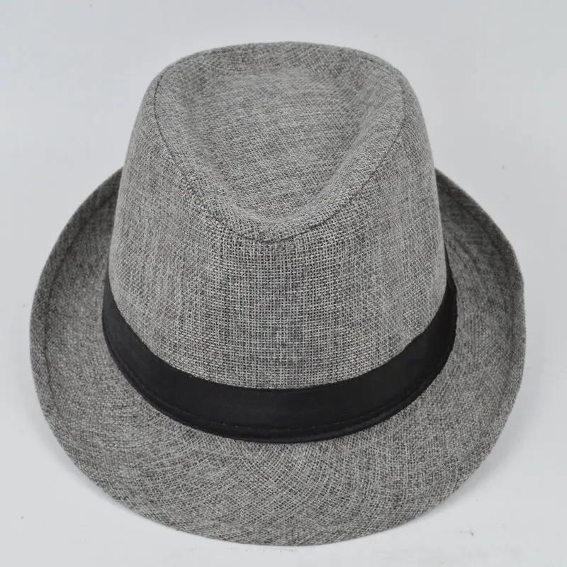 Красивые мужские шляпы Jazz Cotton Linen Pure Hat Имитация льна Солнцезащитная шляпа Модные аксессуары