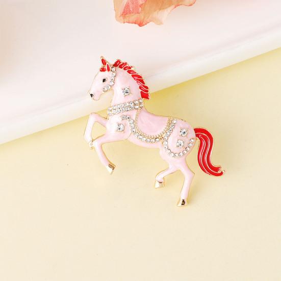 Enamel Horse Brooch Rhinestones Inlaid Horse Lapel Pin Retro Horse Brooch Pin Men Women Outfit Accessory for Clothes Hats Bags Scarves