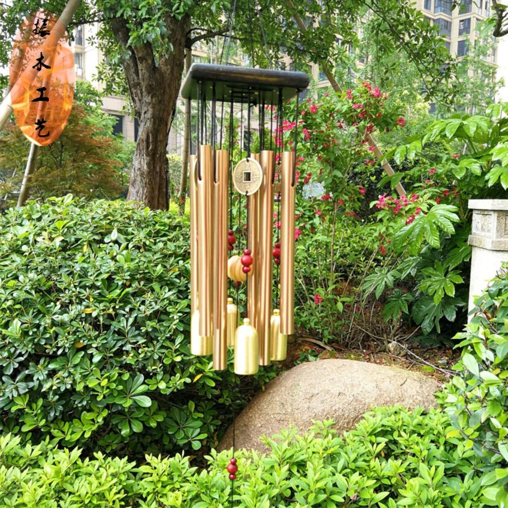 Classic Black Wind Chimes Large Aluminium Wind Chimes To Create a Zen Atmosphere Suitable for Outdoor, Garden, Patio Decor