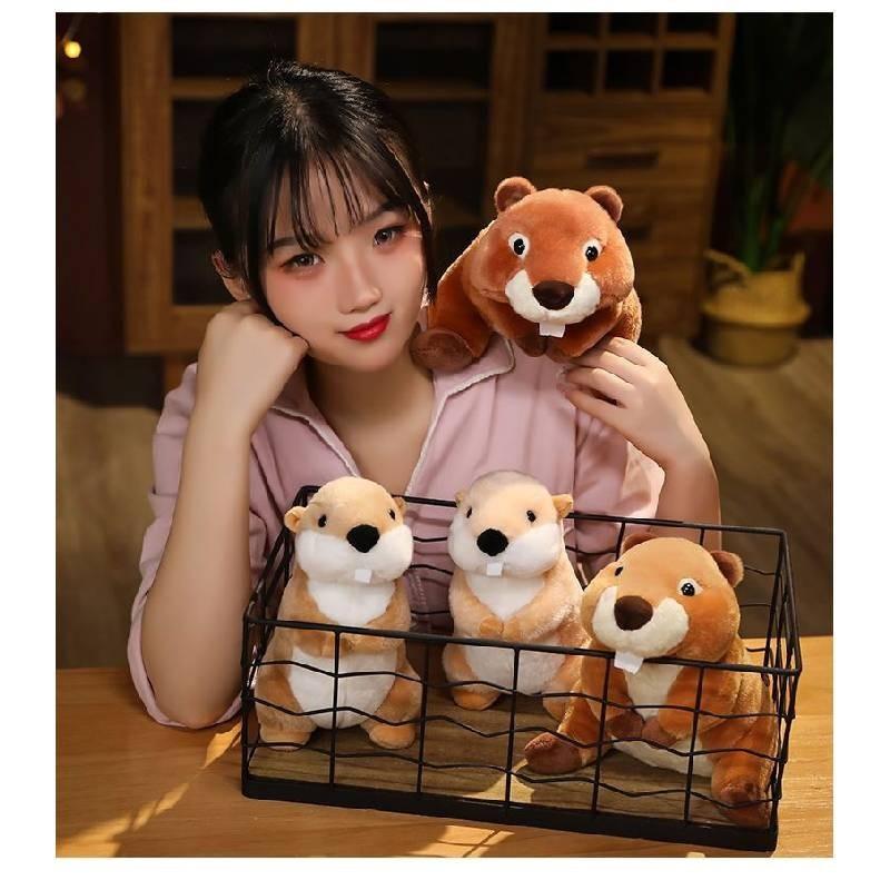 Realistic Beaver Plush Toy Large Teeth Spongy Filling Perfect Birthday Gift