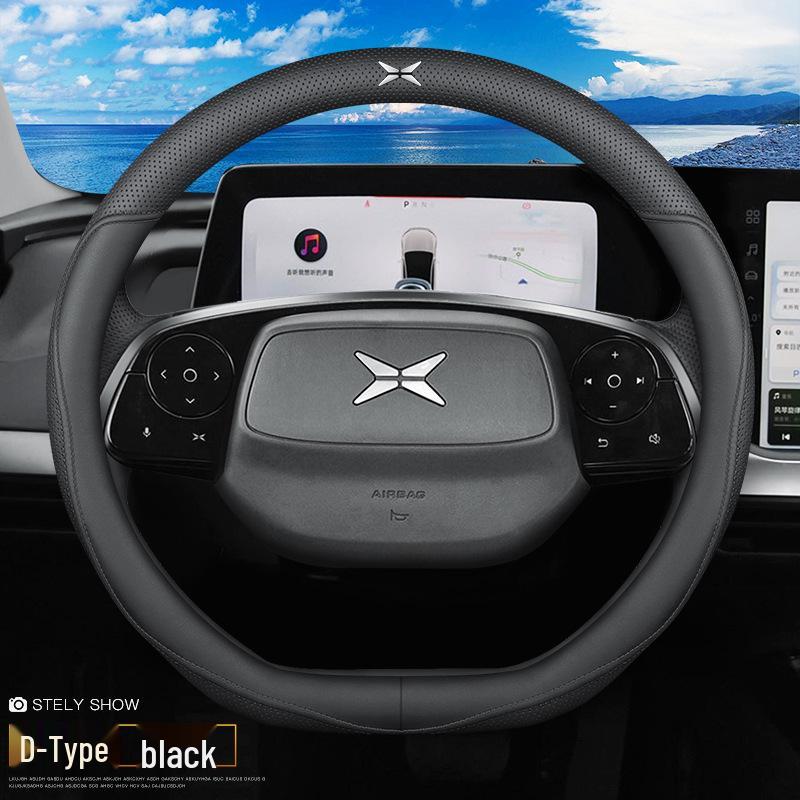 Натуральная кожаная оплетка на руль для 2021 XPeng P7/G3/P5, Ультратонкая, Всесезонная.