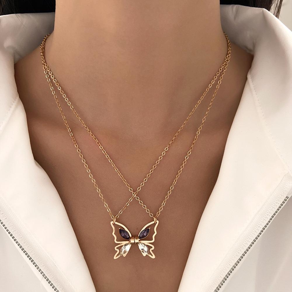 Ins Butterfly Magnetic Necklace Heart Pendant Butterfly Bracelet Set Best Friend Necklace Couple