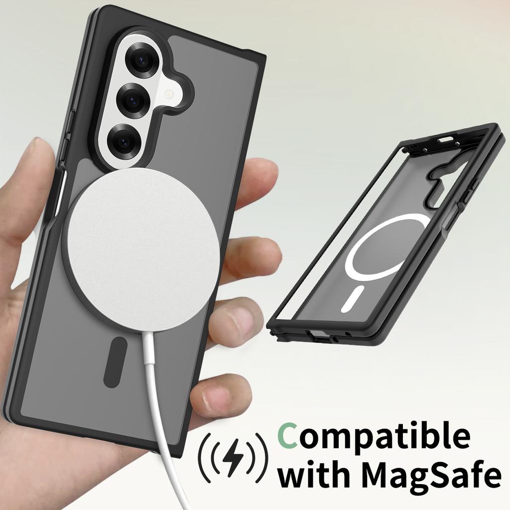 Чехол для телефона с беспроводной зарядкой MagSafe для Samsung Galaxy Z Fold 6 7 Fold6 Fold7 Полупрозрачный Ударопрочный Магнитный Чехол