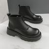 Модные мужские ботинки челси в британском стиле, из искусственной кожи, с острым носком, ботильоны, толстая подошва, деловые высокие туфли, универсальные боты для улицы