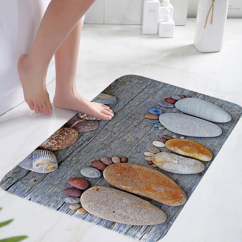 60*90СМ Красочный Ковер для Ванной Кухни Коврик для Прихожей Противоскользящий Ковер Впитывает Воду Кухонный Коврик для Ванной Узор Галька Напольный Коврик