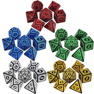7 шт./набор RPG многогранные игральные кости ретро резной узор D4 D6 D8 D10 D12 D20 DND ролевые настольные игры