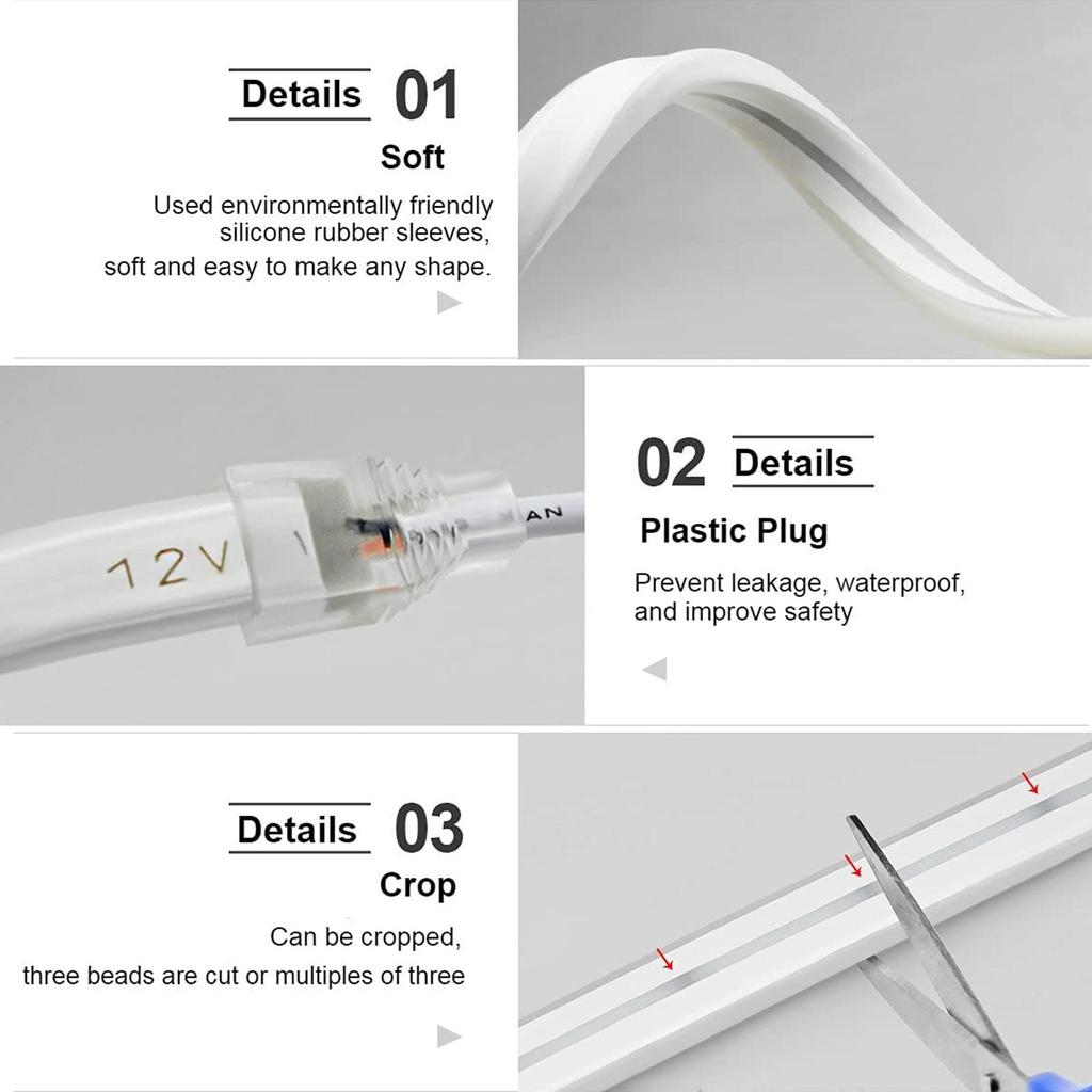 MALITAI 12 В неоновые светодиодные ленты, 120 светодиодов/м, гибкая светодиодная гирлянда для интерьера, лампа для спальни с вилкой европейского стандарта, источник питания