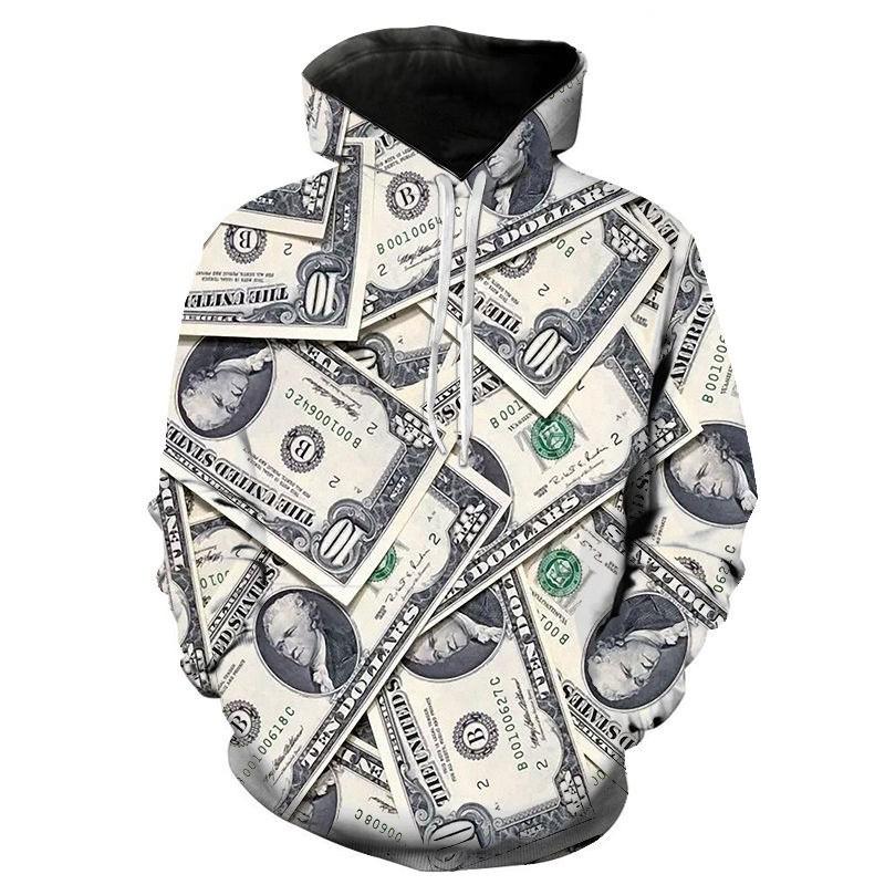 Unisex Oversized Hooded Sweatshirt With Dice Print Long Sleeve Cotton Blend Pullover Winter