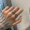 QMCOCO индивидуальный дизайн ретро простой геометрический узор кольцо серебряного цвета женское открытое регулируемое корейское новое трендовое кольцо INS