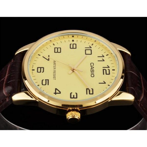 Casio Мужские наручные часы с кожаным ремешком MTP-V001GL-9B