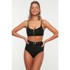 Black Belted High Waist Bikini Bottom Tbess20ba0246