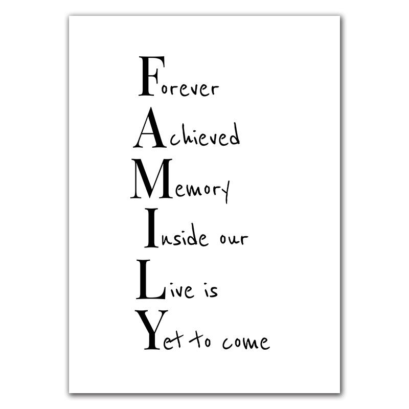 Любовь Дом Семья Цитаты Холст Картина Черно-белые настенные художественные постеры и принты Минималистичная картина Гостиная Домашний декор HD3110