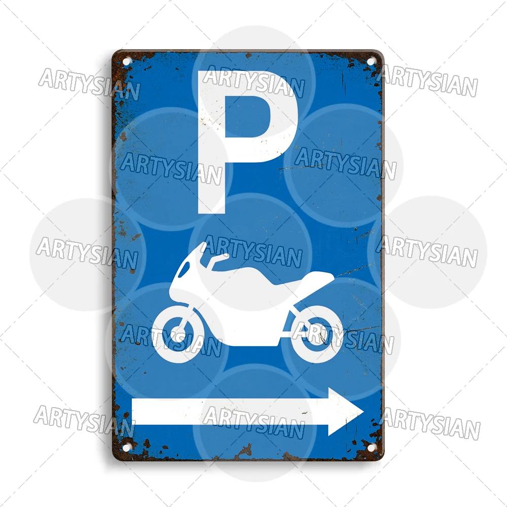 Vintage Parking Metal Sign Bicycle Disabled Motor cycle Parking Retro Metal Plaque Do not Attach Bikes To The Fence