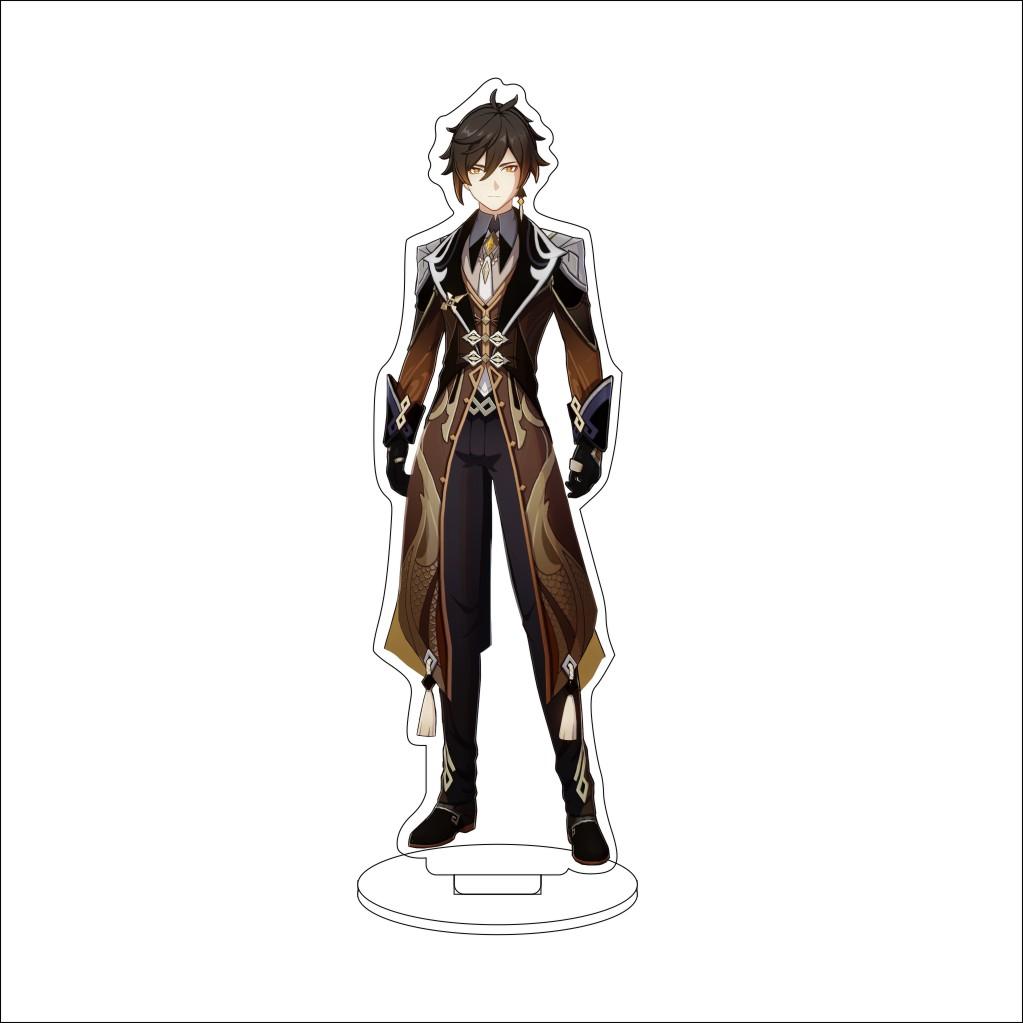 16CM Anime Genshin Impact Cosplay Acrylic Stand Ornaments Aether/Lumine/Paimon/Asmoday/Ronova  Figure Stand Halloween Gift