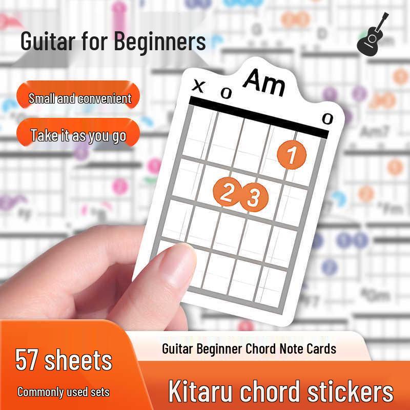 57 Guitar Chord Diagrams & Fingering Practice Sheets for Folk, Electric, & Acoustic Guitar
