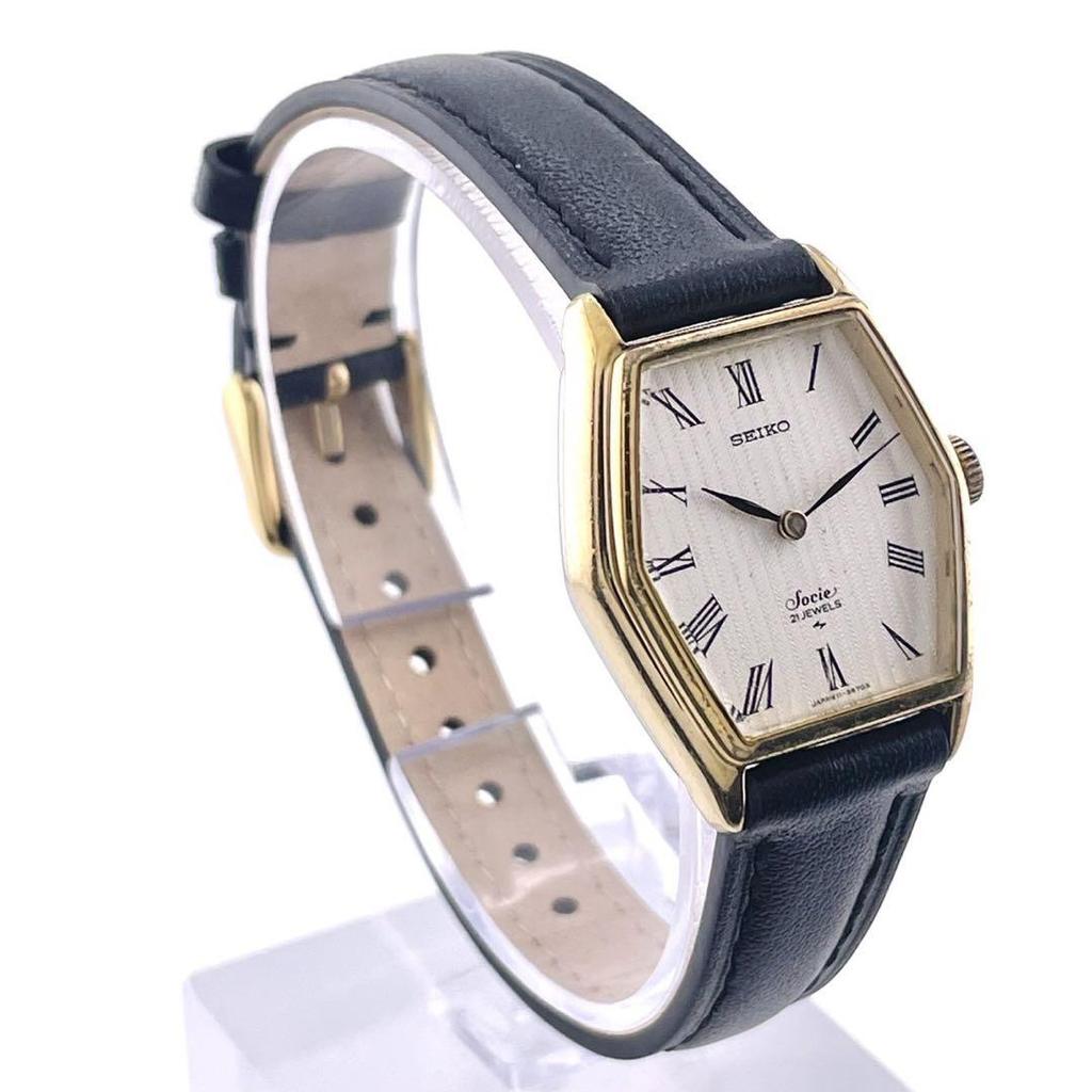 [USED] Working Seiko Socie Hexagon Manual Wind Watch 11-8090