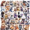 50 Cartoon Ethnic Kitten Doodle Stickers Guitar Notebook Suitcase DIY Waterproof Stickers