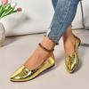 2024 Ladies Ballet Flats Weaving Gold Silver Shoes Pointed Toe Breathable Slip-Ons Summer Plus Size 35 41