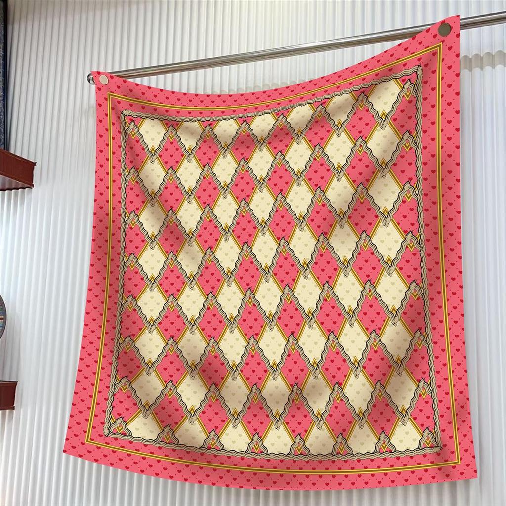 90cm Korean-Style High-Quality Twill Silk Chain Print Ladies' Decorative Shawl