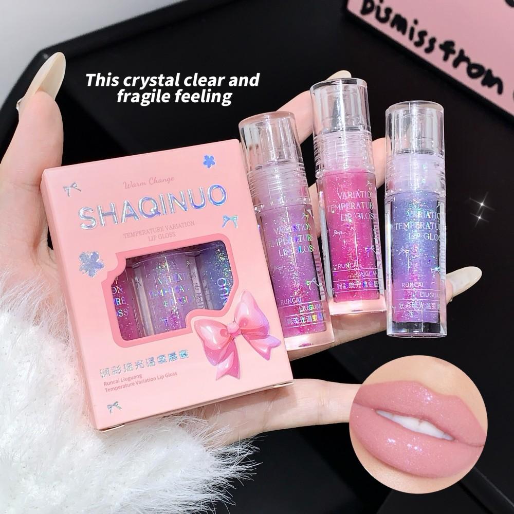 SHAOINUO меняющий температуру блеск для губ, мерцающее, меняющее цвет масло для губ, увлажняющий, глянцевый набор для губ