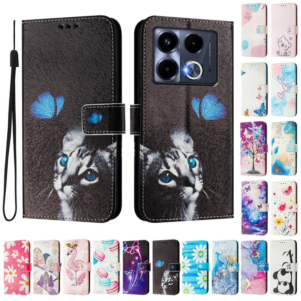 Роскошный кожаный чехол-книжка с рисунком бабочек и кошек для Infinix Smart 4 X653,Hot 9 Play,Hot 10 Play,Smart 6,X680,HOT 8,X650,HOT 40..