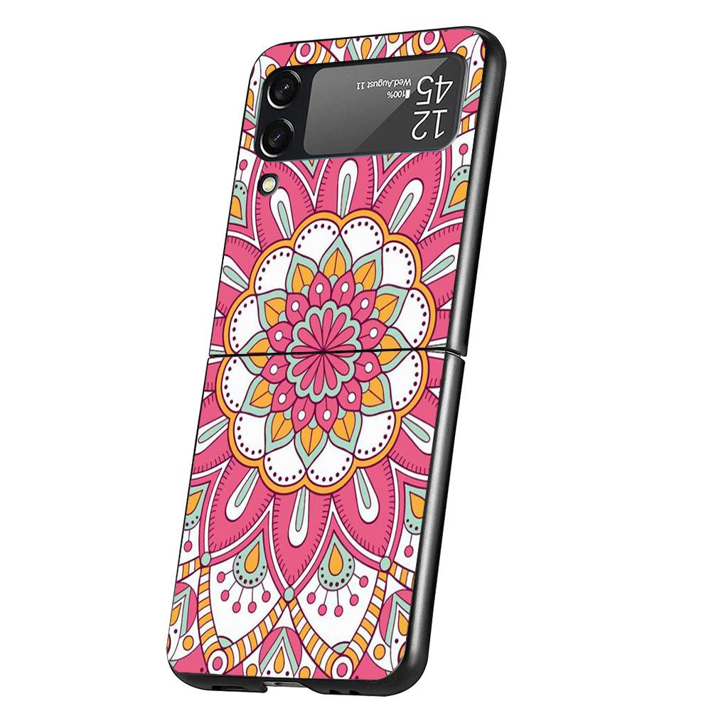 Чехол для телефона Totem Mandala Colorful Flower Cover для Samsung Galaxy Z Flip 7 6 5 4 3 5G Flip7 Flip6 Flip5 Flip4 Flip3 Черный Fundas