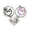 2 Pcs Romantic Her Buck His Doe Key Ring Deer Heart Couple Keychain